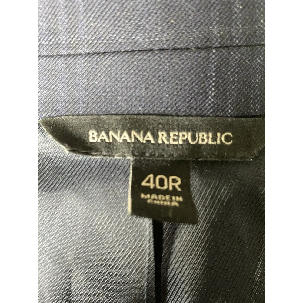NEW Banana Republic Mens Blazer 40R Slim Fit Navy Plaid Marzotto Super 100s Wool